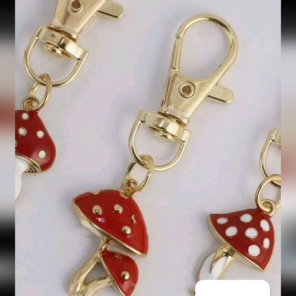 Gold and Red Mushroom Keychains Sold Separately - Picture 2 of 3